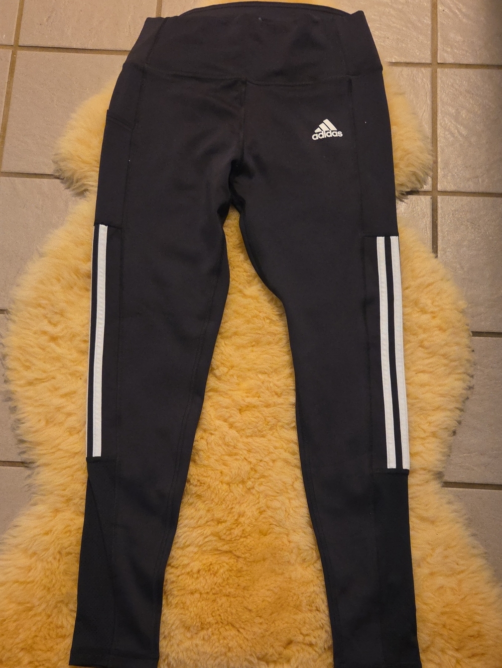 adidas Black Leggings with White Side Stripes